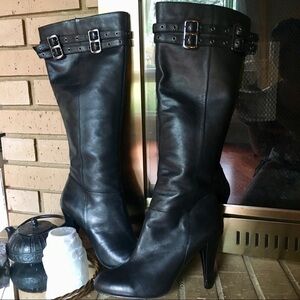 Arturo Chiang knee high black leather boots 9.5